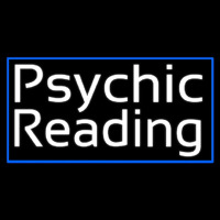 White Psychic Reading And Blue Border Neon Sign