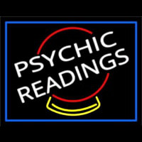 White Psychic Readings Crystal Blue Border Neon Sign