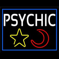 White Psychic With Moon And Star Neon Sign