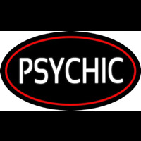 White Psychic With Red Border Neon Sign