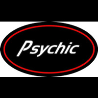 White Psychic With Red Oval Neon Sign