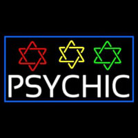 White Psychic With Stars Neon Sign