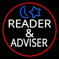 White Reader And Advisor Red Border Neon Sign