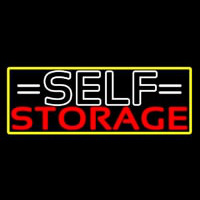 White Self Storage Block With Border Neon Sign