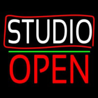 White Studio With Border Open 1 Neon Sign