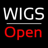 Wigs Open White Line Neon Sign