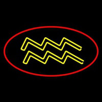 Yellow Aquarius Red Border Neon Sign