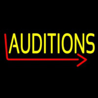 Yellow Auditions Arrow Neon Sign