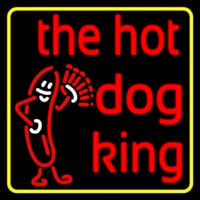 Yellow Border Red The Hot Dog King Neon Sign