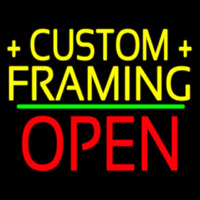 Yellow Custom Framing Open 1 Neon Sign