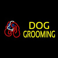 Yellow Dog Grooming With Logo Neon Sign