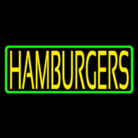 Yellow Humburgers Block Green Border Neon Sign