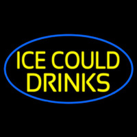 Yellow Ice Cold Drinks Neon Sign