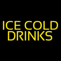 Yellow Ice Cold Drinks Neon Sign