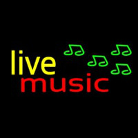 Yellow Live Music Cursive Neon Sign