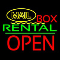 Yellow Mail Block Bo  Rental Open 1 Neon Sign