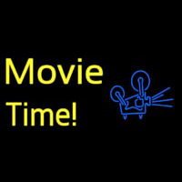 Yellow Movie Time With Logo Neon Sign