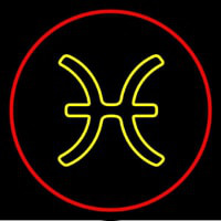 Yellow Pisces Red Border Neon Sign