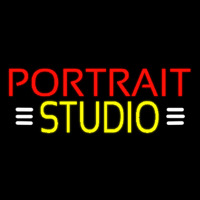 Yellow Portrait Studio With White Line Neon Sign