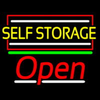 Yellow Self Storage Block With Open 2 Neon Sign