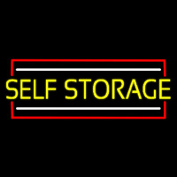 Yellow Self Storage Block With White Line Neon Sign