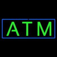 Green Atm Blue Border Neon Sign