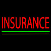 Red Insurance Yellow Green Lines Neon Sign