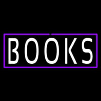 White Books Purple Border Neon Sign