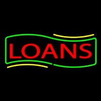 Red Loans Green Border Neon Sign