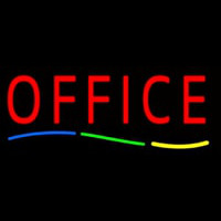 Red Office Multi Colored Line Neon Sign