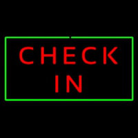 Check In Rectangle Green Neon Sign