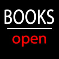 Books Open White Line Neon Sign