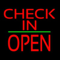 Check In Block Open Green Line Neon Sign