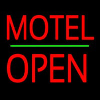 Motel Block Open Green Line Neon Sign