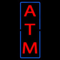 Vertical Atm Blue Border Neon Sign