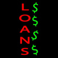 Vertical Red Loans Dollar Logo Neon Sign