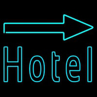 Hotel With Arrow On Top Neon Sign