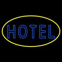Blue Hotel With Yellow Border Neon Sign