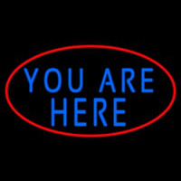 Blue You Are Here Oval With Red Border Neon Sign