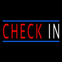Check In With Blue Border Neon Sign