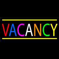 Multi Colored Vacancy With Yellow Border Neon Sign