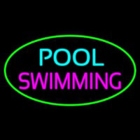 Pool Swimming With Green Border Neon Sign