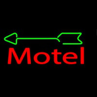 Red Motel With Green Arrow Neon Sign