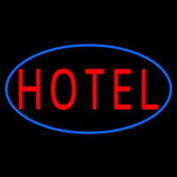 Red Simple Hotel With Blue Border Neon Sign