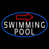 Swimming Pool With Arrow With Blue Border Neon Sign