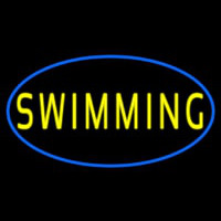 Yellow Swimming With Blue Border Neon Sign