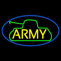 Yellow Army With Blue Oval Border Neon Sign