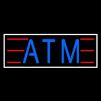 Blue Atm White Border Neon Sign