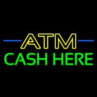 Double Stroke Atm With Cash Here 1 Neon Sign