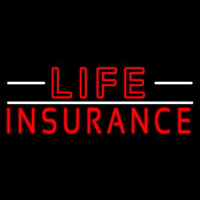 Double Stroke Red Life Insurance With White Lines Neon Sign